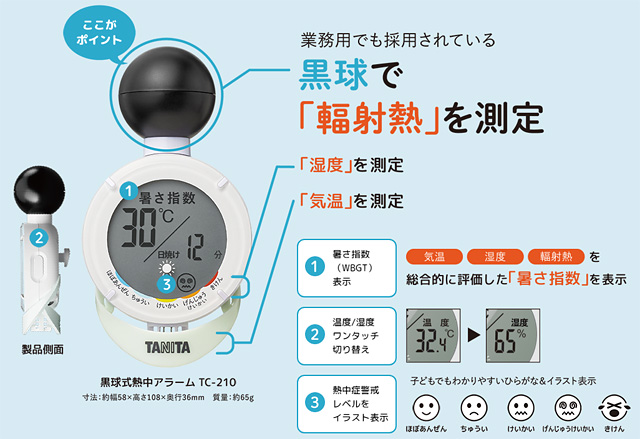 熱中対策 タニタ熱中アラーム（黒球式熱中症指数計）HO-5252 UNIT ユニット - 1