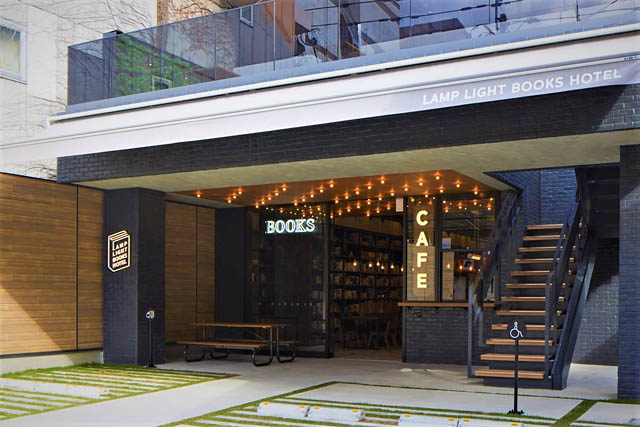 ホテルとブックストア、カフェが一体、大名に「ランプライトブックスホテル福岡」開業