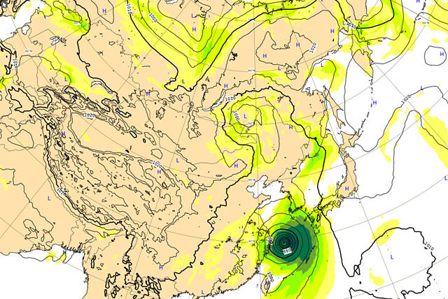 9月4日 13時00分時点 台風11号、ECMWF（ヨーロッパ中期予報センター）の最新予報