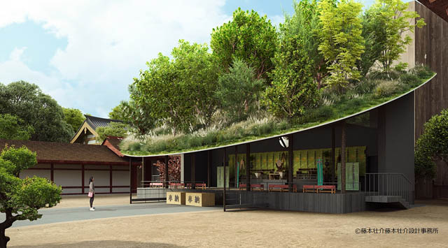太宰府天満宮の屋根に“森”が出現。重要文化財「御本殿」124年ぶり令和の大改修に伴い、特別な「仮殿」を建設