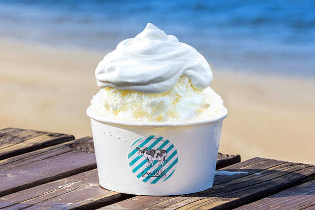 生クリーム専門店ミルク、夏の限定商品「生クリームかき氷」カリフォルニアBBQビーチに登場