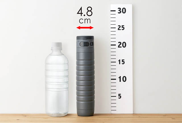 カバンの中で場所をとらない幅4.8cmの水筒「sutto ワンタッチボトル」登場