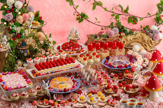 ANAクラウンプラザホテル福岡、約40種のいちごメニューと花の香りが口に広がる贅沢な休日「ストロベリーデザートビュッフェ～妖精たちの休日～」開催