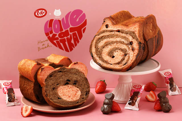 キットカット×ねこねこ食パン「ねこねこ食パン loves ハートフルベアー」全国80店舗で販売開始