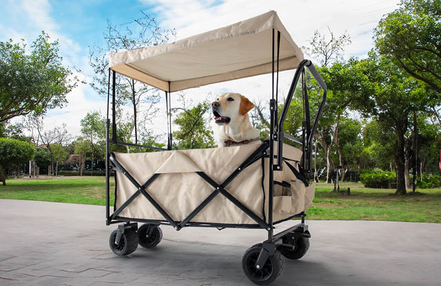 大川市 タンスのゲン – 大型犬も余裕!? 超大容量の「ペットカートワゴン」発売