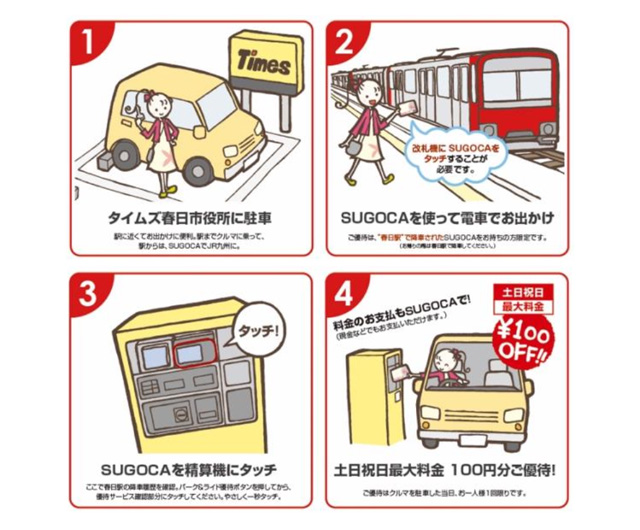 JR九州とタイムズ24、交通系ICカード「SUGOCA」によるパーク＆ライドサービス