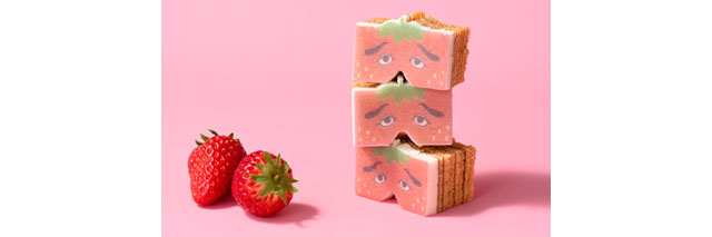 あまおう苺×にわか面 - 型ぬきバウムが博多町家ふるさと館「hakatakara」限定登場