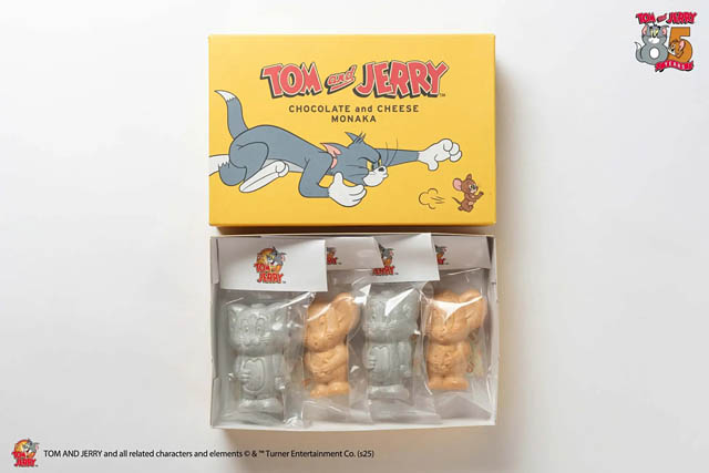 トムとジェリー85周年記念 - ミニソフビのようにデザインされた最中「トムとジェリー モナカ チョコレート＆チーズ味」"をかし ひつじや"に登場