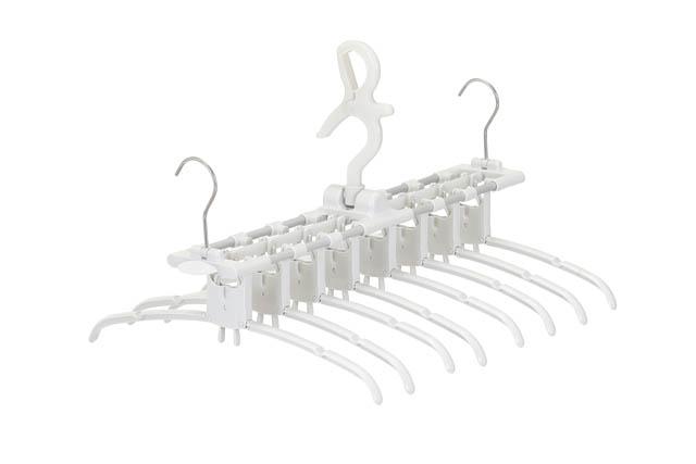 コメリ - 省スペースで干せて一度にまとめて取り込みできる「ワンタッチ取り込み 楽々8連ハンガー」デビュー