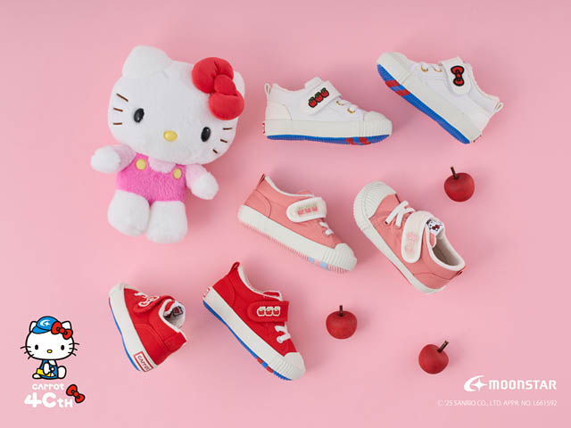 久留米市のムーンスター MOONSTAR Carrot®40周年モデル第2弾「ハローキティ×Carrotの国産子ども靴」新発売へ