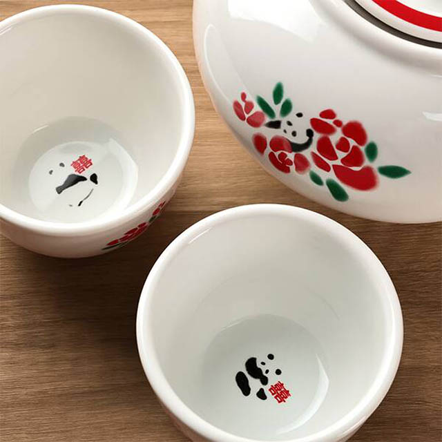 かわいいパンダのイラスト - カルディコーヒーファーム「飲茶ポット＆カップセット」登場