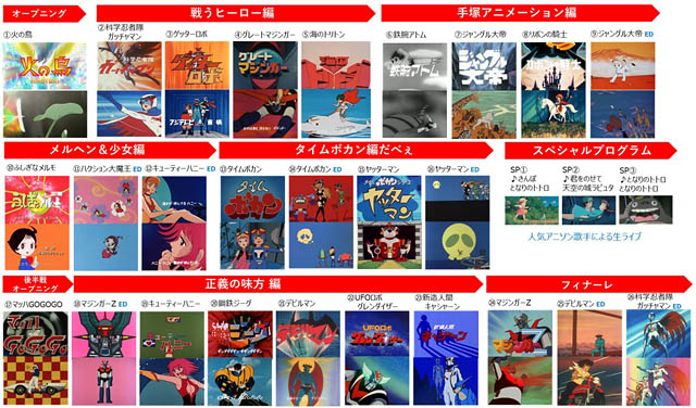 アニメクラシックス アニソン花火 北九州公演 - 演目アニメソング全29曲を発表