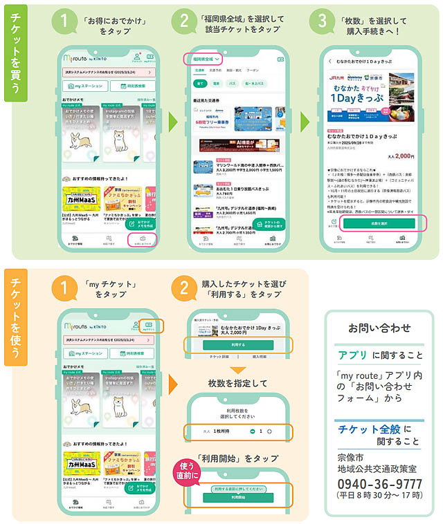 鉄道もバスも1枚で！便利なデジタルチケット「むなかたおでかけ 1Day きっぷ」販売開始