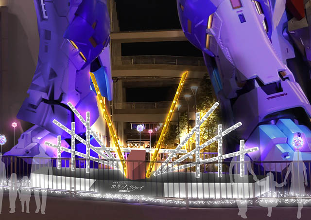 ららぽーと福岡フォレストパーク 実物大ν（ニュー）ガンダム立像「冬季限定25-26Ver.ライトアップ」実施へ