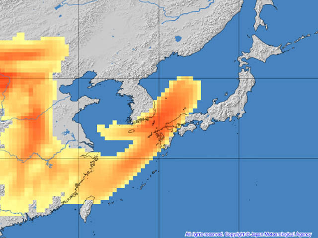 11月27日夕方から28日午前中にかけて黄砂飛来の可能性 - 外出時のマスク着用、洗濯物は部屋干しに