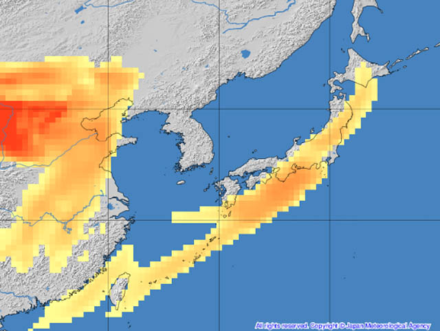 11月27日夕方から28日午前中にかけて黄砂飛来の可能性 - 外出時のマスク着用、洗濯物は部屋干しに