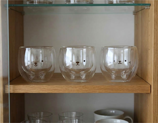 飲み物を注ぐと「アニボール」がひょっこり！ - 耐熱ダブルグラスで、毎日のティータイムに癒しを