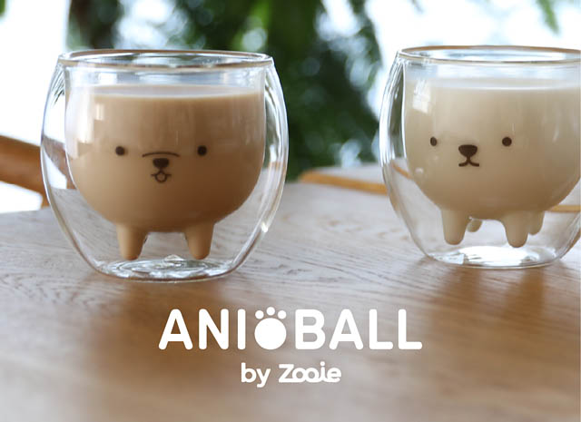 飲み物を注ぐと「アニボール」がひょっこり！ - 耐熱ダブルグラスで、毎日のティータイムに癒しを