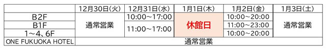 西鉄 商業6施設 - 年末年始営業について