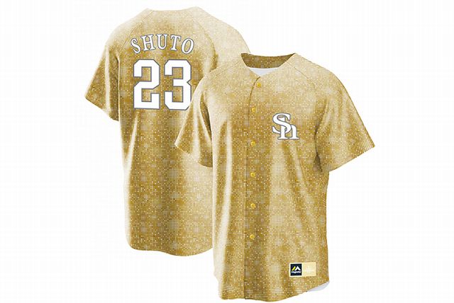 ホークス日本一達成記念「金ぴかベースボールシャツ」が新登場！全30選手展開！