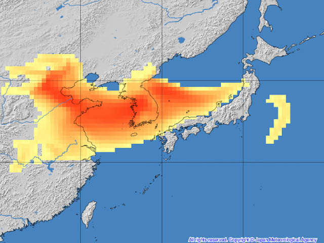 1月16日から17日にかけて九州の広範囲で「真冬の黄砂」飛来、外出時のマスク着用、洗濯物は部屋干しに