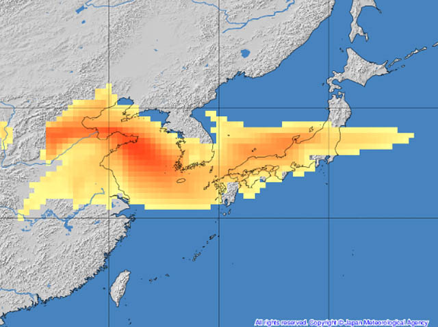 1月16日から17日にかけて九州の広範囲で「真冬の黄砂」飛来、外出時のマスク着用、洗濯物は部屋干しに