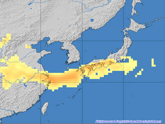 1月16日から17日にかけて九州の広範囲で「真冬の黄砂」飛来、外出時のマスク着用、洗濯物は部屋干しに