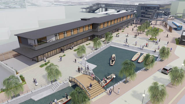 西鉄柳川駅前に「にぎわい交流施設」誕生へ。2027年6月開業、宿泊・飲食備えた“水都の玄関口”