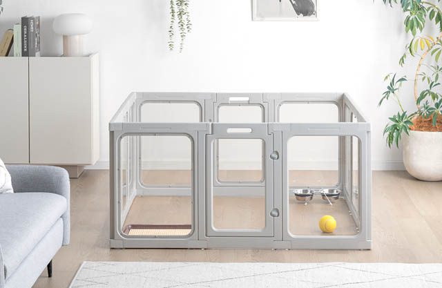 大川発「愛犬の視線」守る新発想 - タンスのゲンが透明ペットサークルを発売